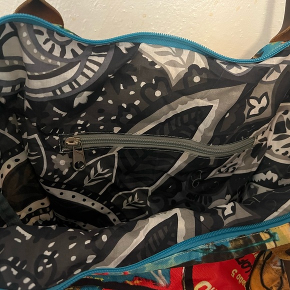 MIPOLY LARGE SCREEN PRINT BAG. Brown leather and fabric material purse. - Picture 9 of 10